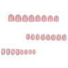 French White Butterfly Glitter Short Square False Nails