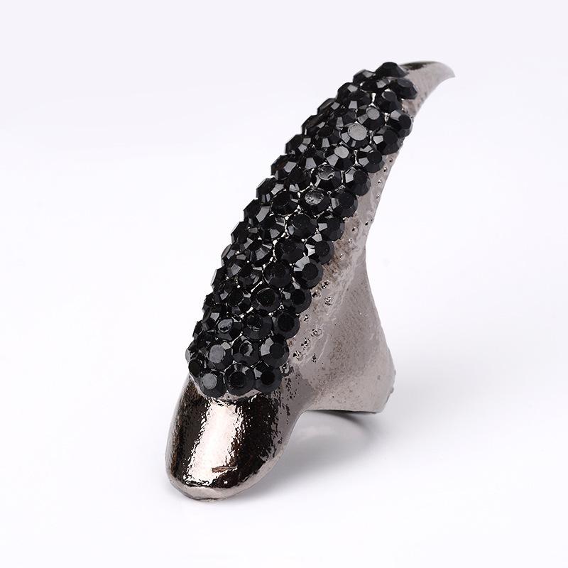 

Кільце з довгим нігтем із сплавом, модним стилем і діамантом, жіноче манікюрне large чорний