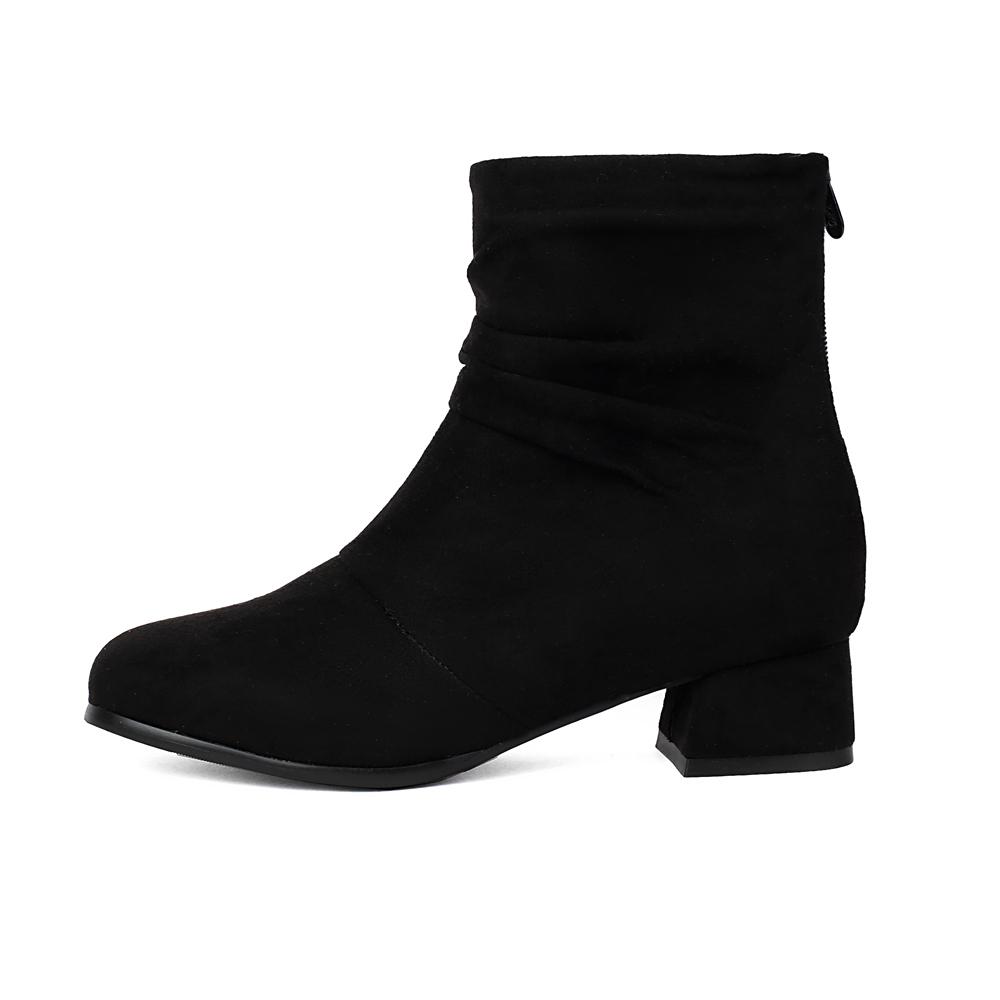 Fashion Zippers Fashion Round Toe Women Ankle Boots With Low Heel Shoes Female Leopard Print Footwear Ladies Pleated Boots Modern Boots