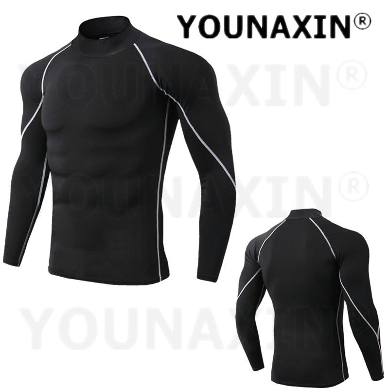 Men's High-necked Sports Long Sleeves T-shirts Skinny Fitness Clothes Yoga Training Running Quick-drying Cycling Tights Top S M L XL 2XL 3XL