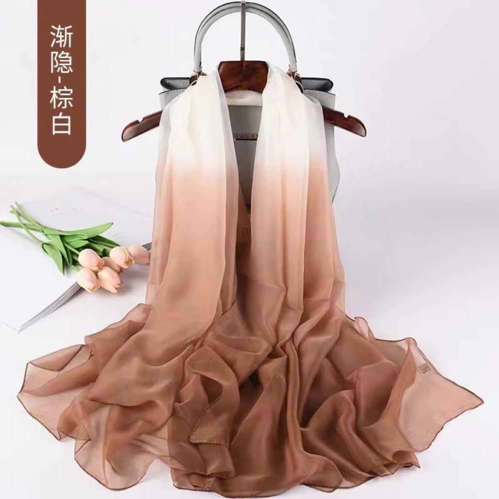 Spring and Autumn Shawl Women's Sunscreen Scarf White with Long Soft Gauze Summer Seaside Large Beach Scarf Travel Silk Scarf