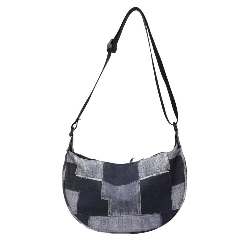 Джинсовая сумка в клетку женская сумка на плечо подмышками сумка на плечо сумка синий — фото 7