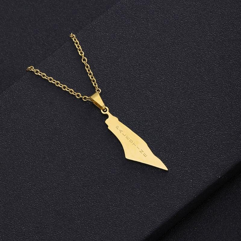 ISR and PS Map Necklace for Men Women Stainless Steel Gold Silver Color Pendant Necklaces Neckchain Jewelry
