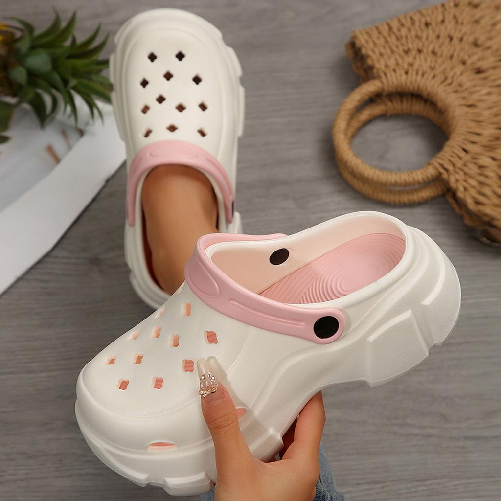 Mode Damen Plateau-Slipper Geschlossene Zehenpartie Rutschfeste Strandsandalen Frau Leichte Designer-Schuhe Hausschuhe zum Hineinschlüpfen Pantoletten Damen