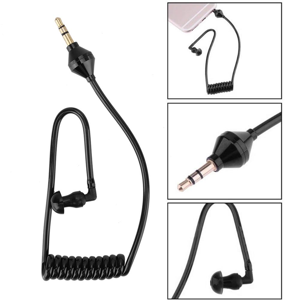 Mobile Phone Black Monaural Wired Earpiece Air Tube Anti Radiation In Ear Stereo Earphone