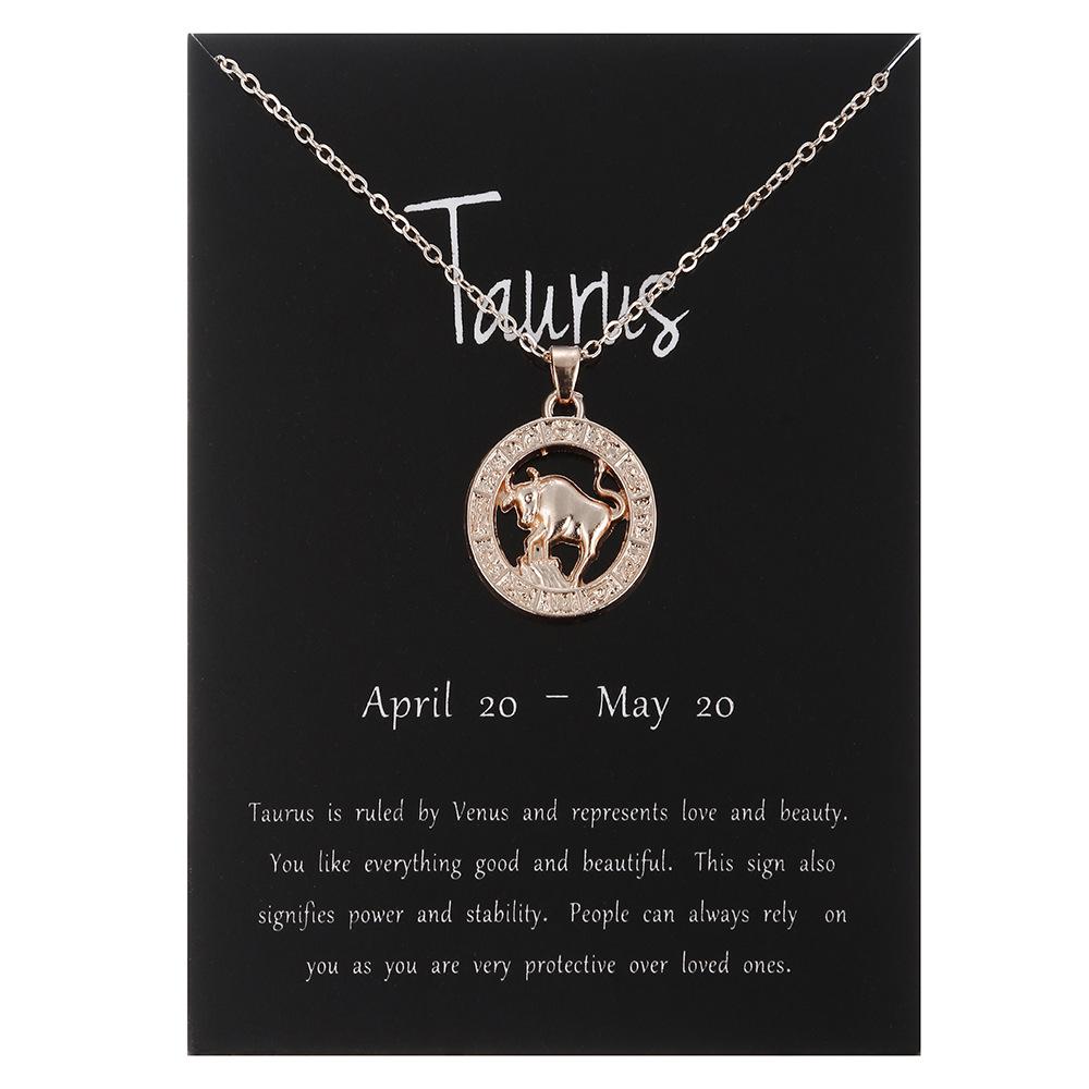 24 Tipuri de Bijuterii Aur Roz Zodiacul Cele Douăsprezece Pandantiv Colier Circular Tridimensional