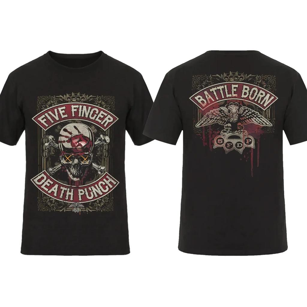 2024 Fashion Men T Shirt Double-sided Biker Skully Black By Five Finger Death Punch T-shirt Graphic Youth Cloth Streetwear S-3XL#Color