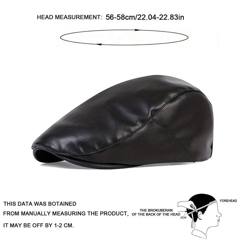 Fashion PU Leather Forward Hat Unisex Waterproof Beret Cap Men Vintage Winter Hats Flat Top Caps Accessories