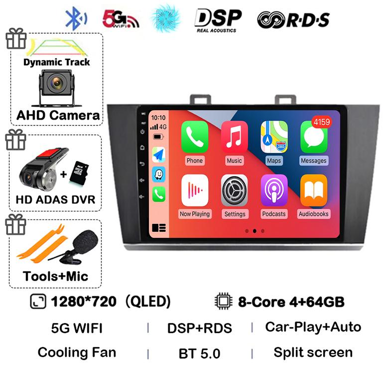 Android 14 Carplay Auto Car Radio For Subaru Outback Legacy 2014 2015 2016 2017 2018 Multimedia Player GPS 4G WIFI Stereo BT DSP
