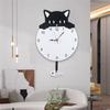 Quiet Movement Acrylic Pendulum Wall Clock with Funny Cats Fish Design Arabic Numerals for Living Room Bedroom Decors