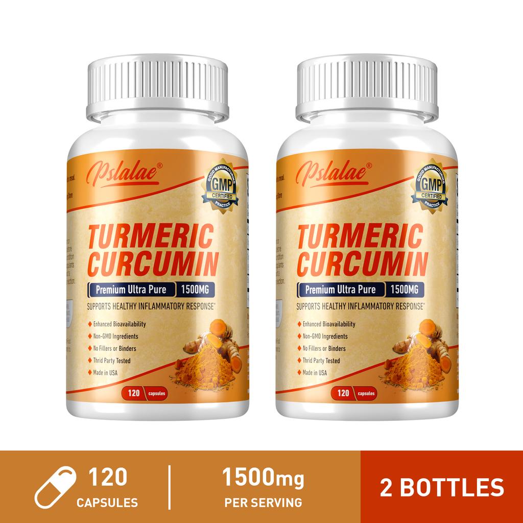 Pslalae Premium Ultra-Pure Curcumin Capsules, 1500mg, Enhanced with Black Pepper Fruit Extract, Joint Support, Suitable for Men and Women