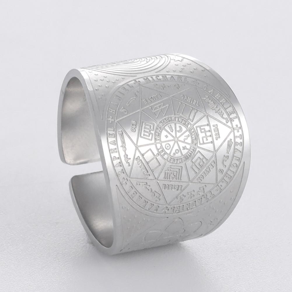 Dawapara Seal of The 7 Archangels Protection Ring Amulet Metatron Cube Lilith Symbol The Secrets of King Solomon Vintage Jewelry