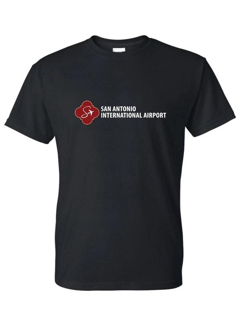 San Antonio International Airport T-Shirt Texas Lone Star White Black Tee Shirt S