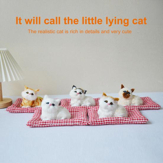 

Simulated Cat Toy with Cloth Mat Lifelike Meowing Plush Kitten Model