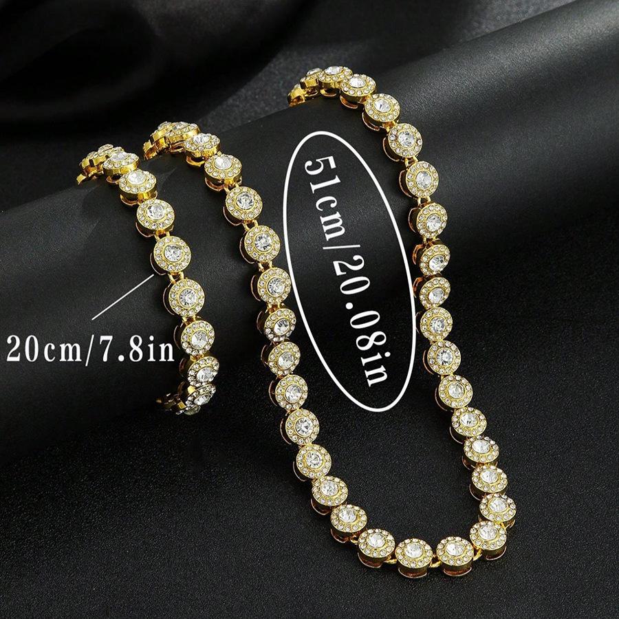 Collana da uomo Hip Hop Moda Patchwork Rotonda con Strass