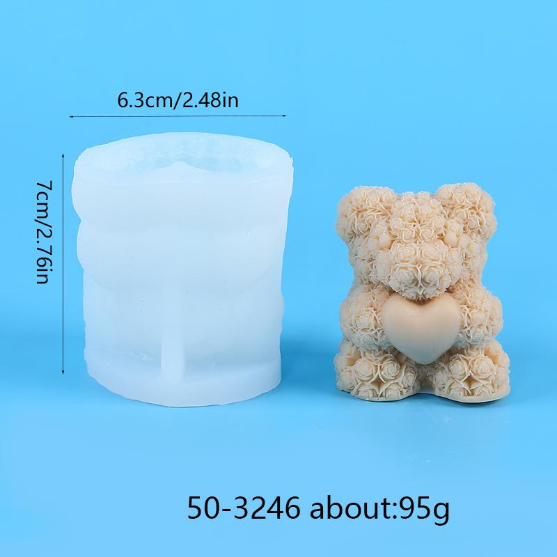 Xiaomi 3D Rose Bear Candle Silicone Mold for Valentine's Day DIY Heart Bow-Tie Bear Soap Wax Craft Ornaments Gift Cake Chocolate Mold