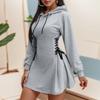 Dame Genserkjole Casual Langermet Hettegenser med Snøring Pullover Tunika Side Snøring A-linje Kjole