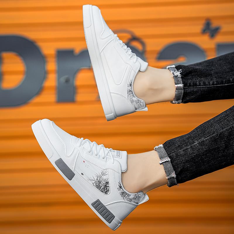 Men’s Sports Shoes Casual Skateboard Shoes Printed Student Grey Running Sneakers Plus Size