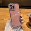 Custodia per telefono a forma di cuore d'amore placcata per Iphone 14 13 11 12 Pro Max Xs Max Xr 14 Plus Morbida Antiurto Placcatura Copertura Bumper Viola