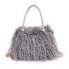 Solid Color Plush Handbag With Zipper And Chain For Casual Daily Use