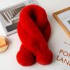 1pc Plush Cross Scarf Faux Rabbit Fur Thickened Plush Ball Thermal Scarf Thick Winter Women Neck Warmer Collar Neckerchief