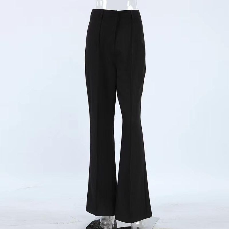 

Fashion Wind Fashion Simple Split Slim-Fit Straight Trousers High Waisted Slit Casual Pants Black S