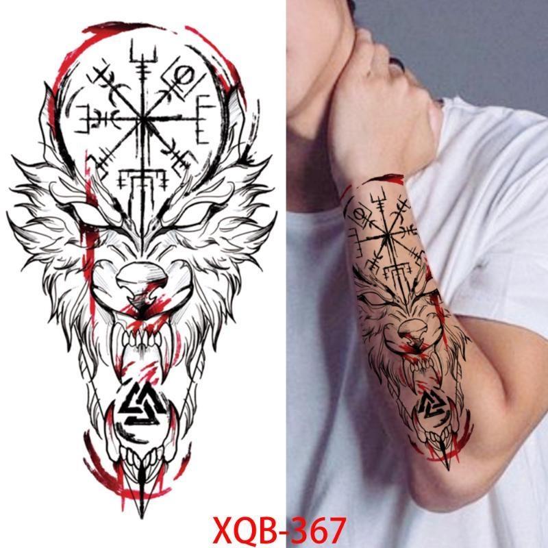 1 stk 210*114MM Havfrue Midlertidig Tatovering For Kvinner Menn Realistisk Rev Løve Blomst Tatoveringer Klistremerke Rygg Arm Engangs Død Hodeskalle Falsk Tatovering