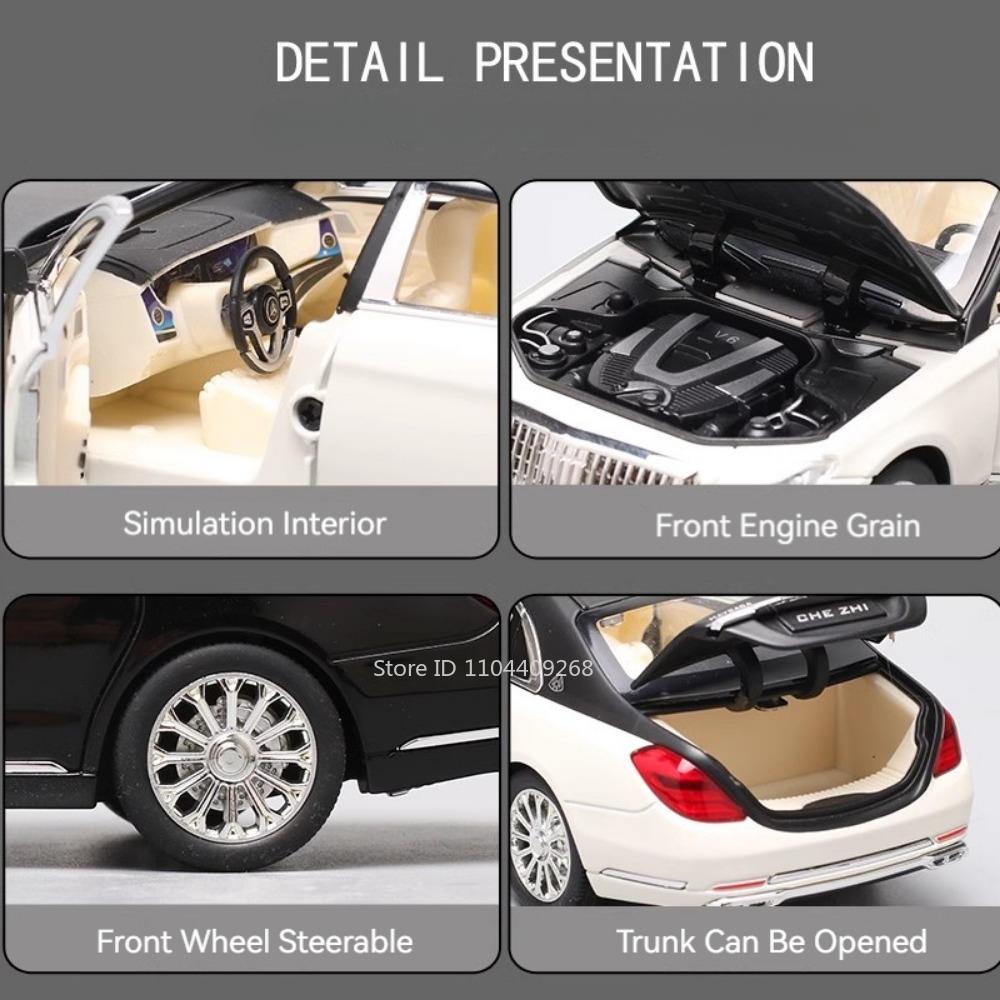 1:24 Scale S600 Sports Car Model Toy Diecast Metal Miniature Vehicles Doors Opened Sound Light Models Hobby Ornaments Gifts