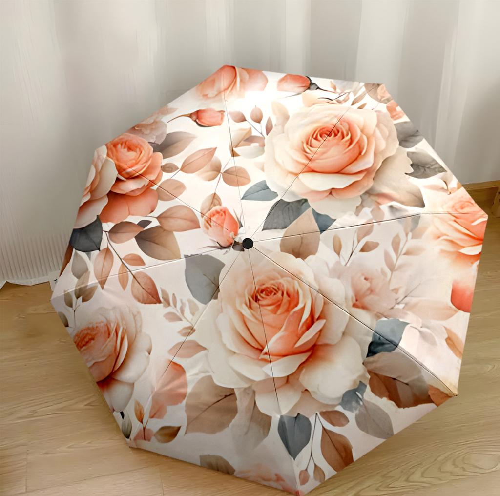 Floral Watercolor Dream Automatic Umbrella Sturdy 8-Rib Shaft Foldable Design All-Season Travel Fashionable Perfect Birthday Christmas Gift Idea