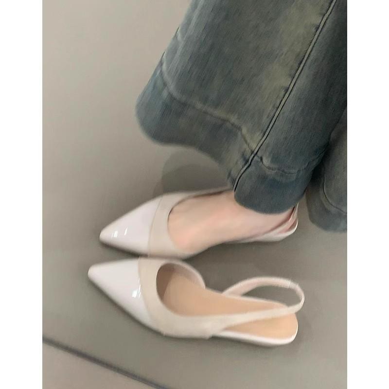 Sheepskin Version~ 2025 New Leather French Temperament Bag Head Sandals Female Flat Fairy Wind Gentle Pointed Single Shoes