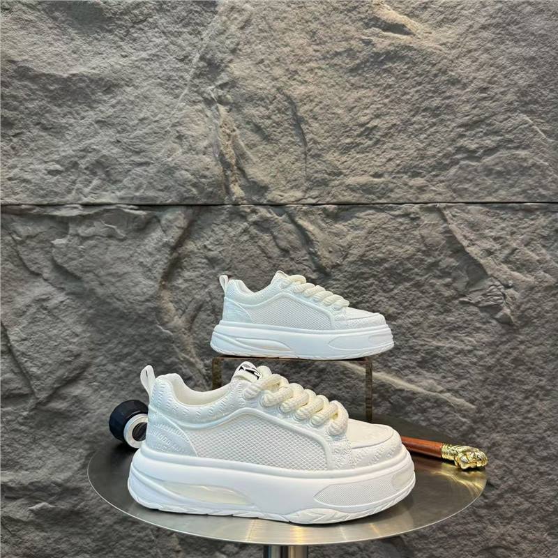 Leather mesh breathable thick-soled ultra-light-soled casual shoes spring and summer new low-top bjd 38 leather shoe size белый