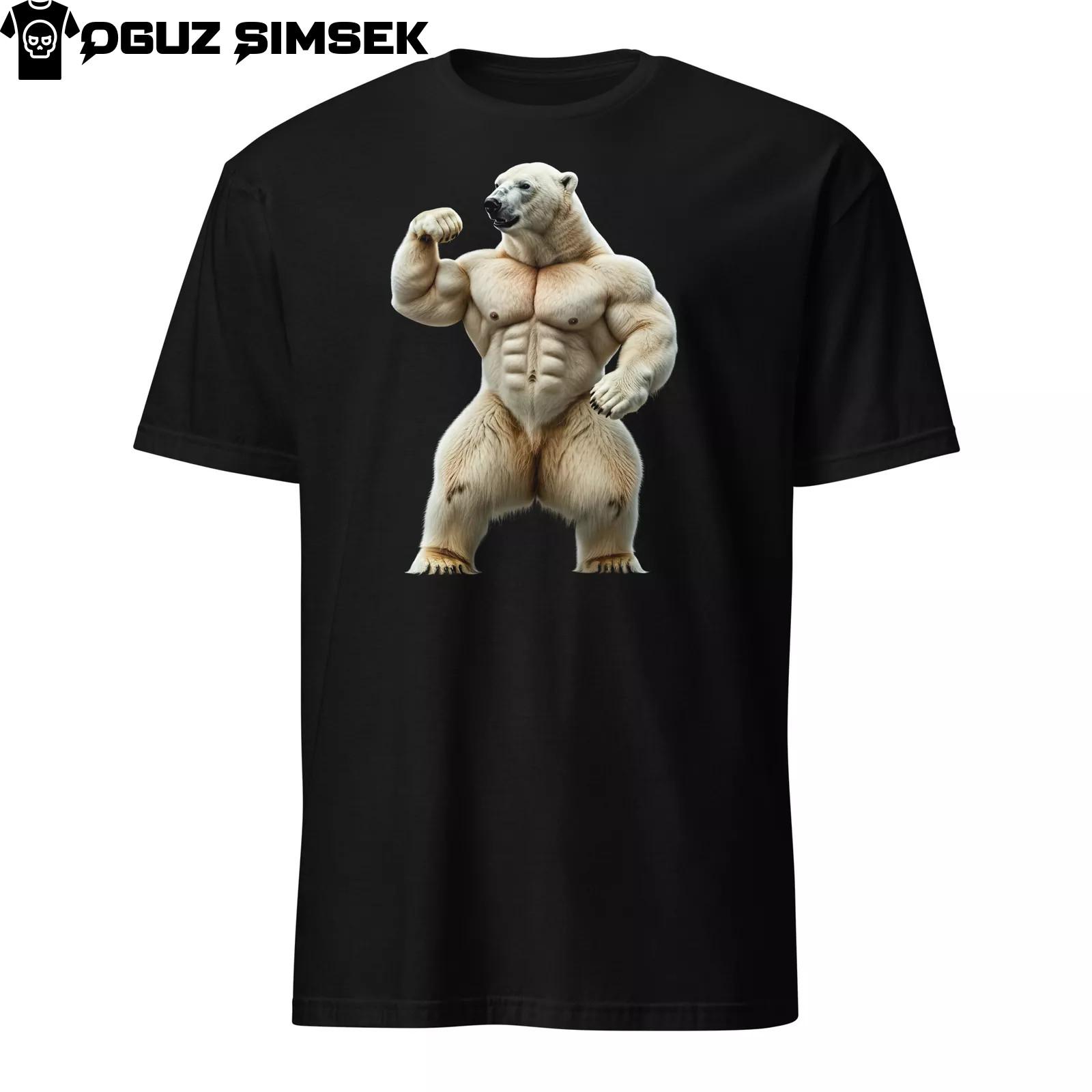 Unisex Softstyle T-Shirt Mens Womens Tees Top | Buff Polar Bear Flexing | Funny Gym Animal Design 3XL