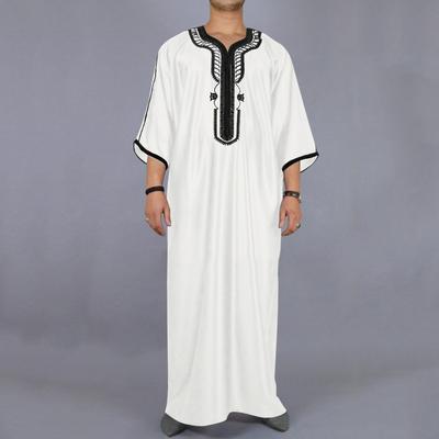 Moda Islamica Abaya Uomo Patchwork Ricamo Lunga Vestaglia Kaftano Arabo Saudita Jubba Thobe Abaya Marocchino Islamico