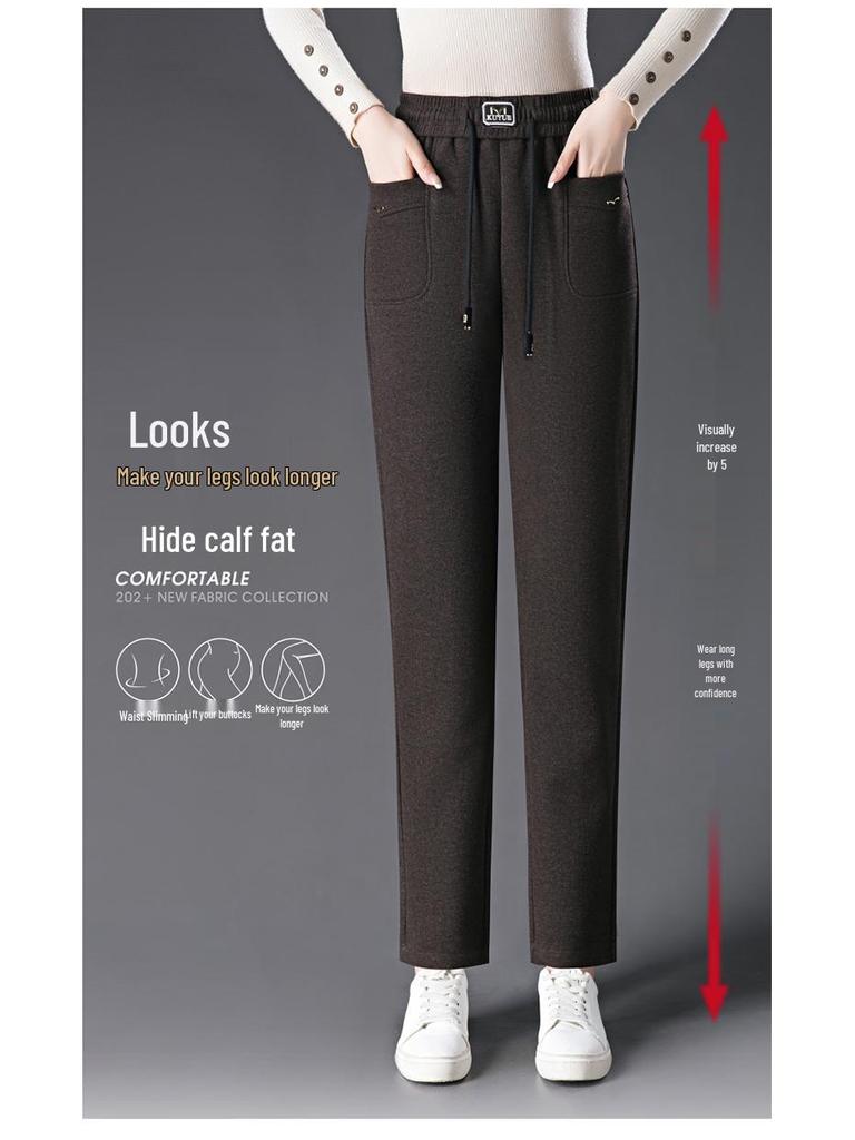 2024 Women's High Waist Wool Harem Pants - Plus Size & Casual Fit for Autumn