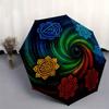 Chakra Balance Mandala Kunstdruck - Spirituelle Heilung Dekor Regenschirm, Tragbarer 3-fach Faltbarer Kompaktregenschirm für Männer & Frauen R129