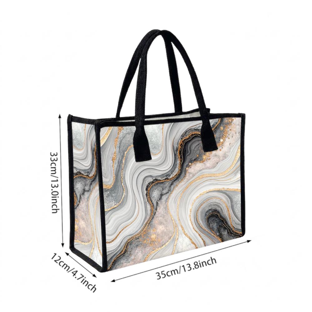 Marble Pattern Tote Bag Fashion Daily Handbag for Women Portable Versatile Casual Shoulder Bag for Shopping Work Travel