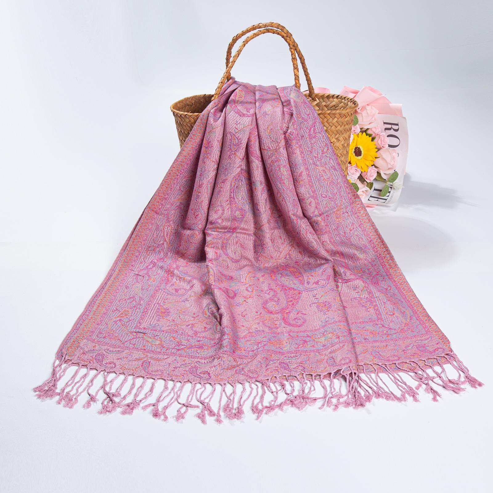 

2026 New National Style Retro Fringed Walnut Flower Wrap Women Spring Autumn Outdoor Cold-proof Shawl Travel Wear Scarf