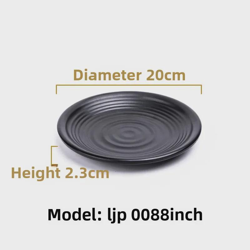 Melamine Black Tableware: Imitation Porcelain Plate for Cold Dishes, BBQ, Hot Pot, and Commercial Use.