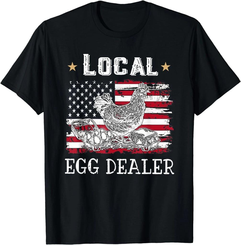 Local Egg Dealer Funny American Flag Chicken Lover Farmer Gift Unisex T-Shirt
