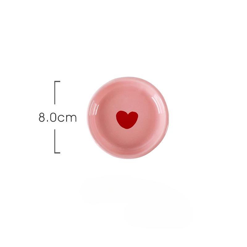 Salatskål Rosa Hjerte Mønster Keramisk Tallerken Kaffekopp Barn Dessertskål Husholdning Søte Middagstallerkener Restaurant Servise