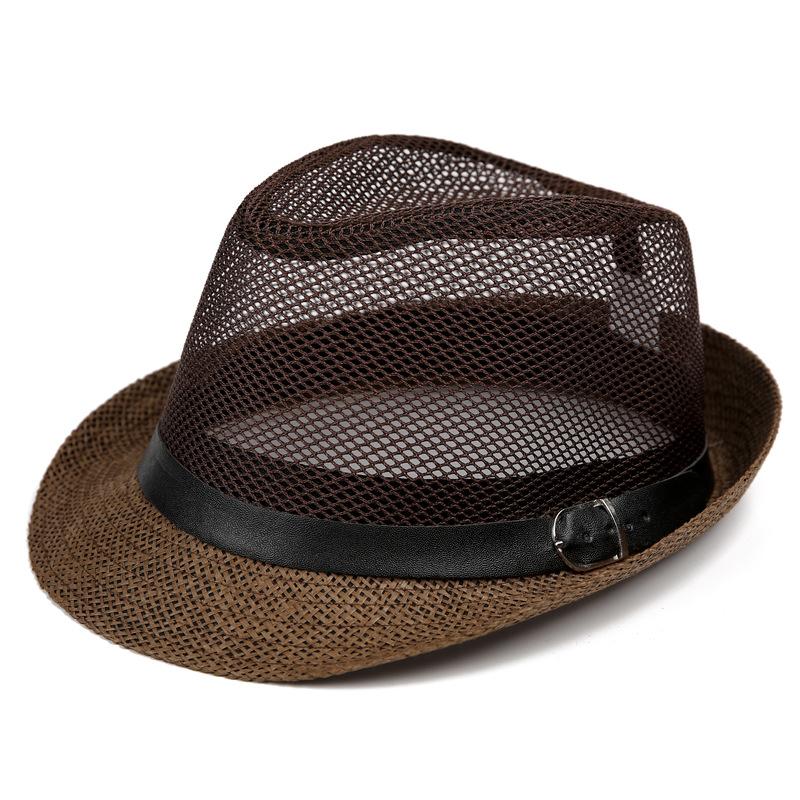 

Летняя шляпа мужская цилиндр солнцезащитная дышащая солнцезащитная соломенная шляпа крутая шляпа дедушка уличная сетчатая шляпа M（56-58cm） темно-коричневого