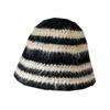 Neuer gestrickter gestreifter Fischerhut Damen Herbst und Winter Temperament einfach und vielseitig gesichtsklein Woll-Fischerhut