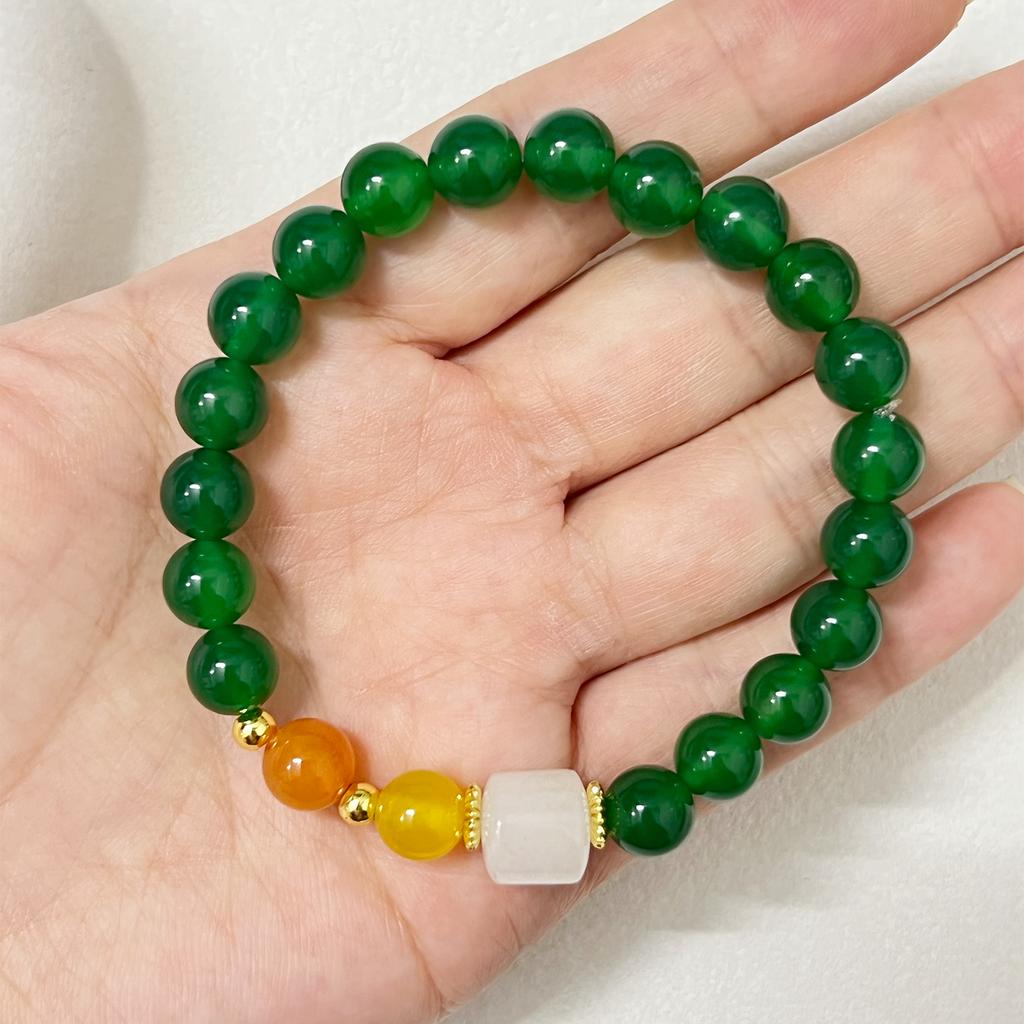 Agate Beaded Bracelet for Women Natural Stone Stretch Bracelets 8mm Round Beads Bangle Handmade Jewelry Gifts