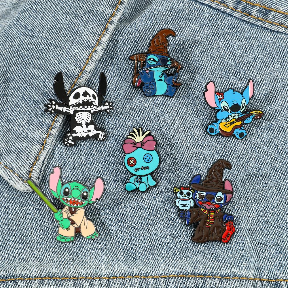 Cute Stitch Series Brooch, European and American Animation Cute Metal Badge, Backpack Jewelry