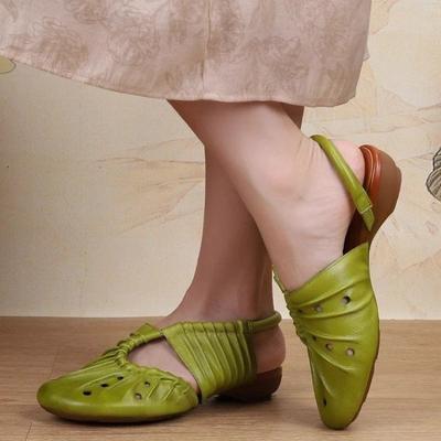 Damen Sandalen mit Absatz Slipper Schuhe Damen Hausschuhe 2025 Marke Slingback Flach Kleid Sommer Designer Weiches Leder Pumps