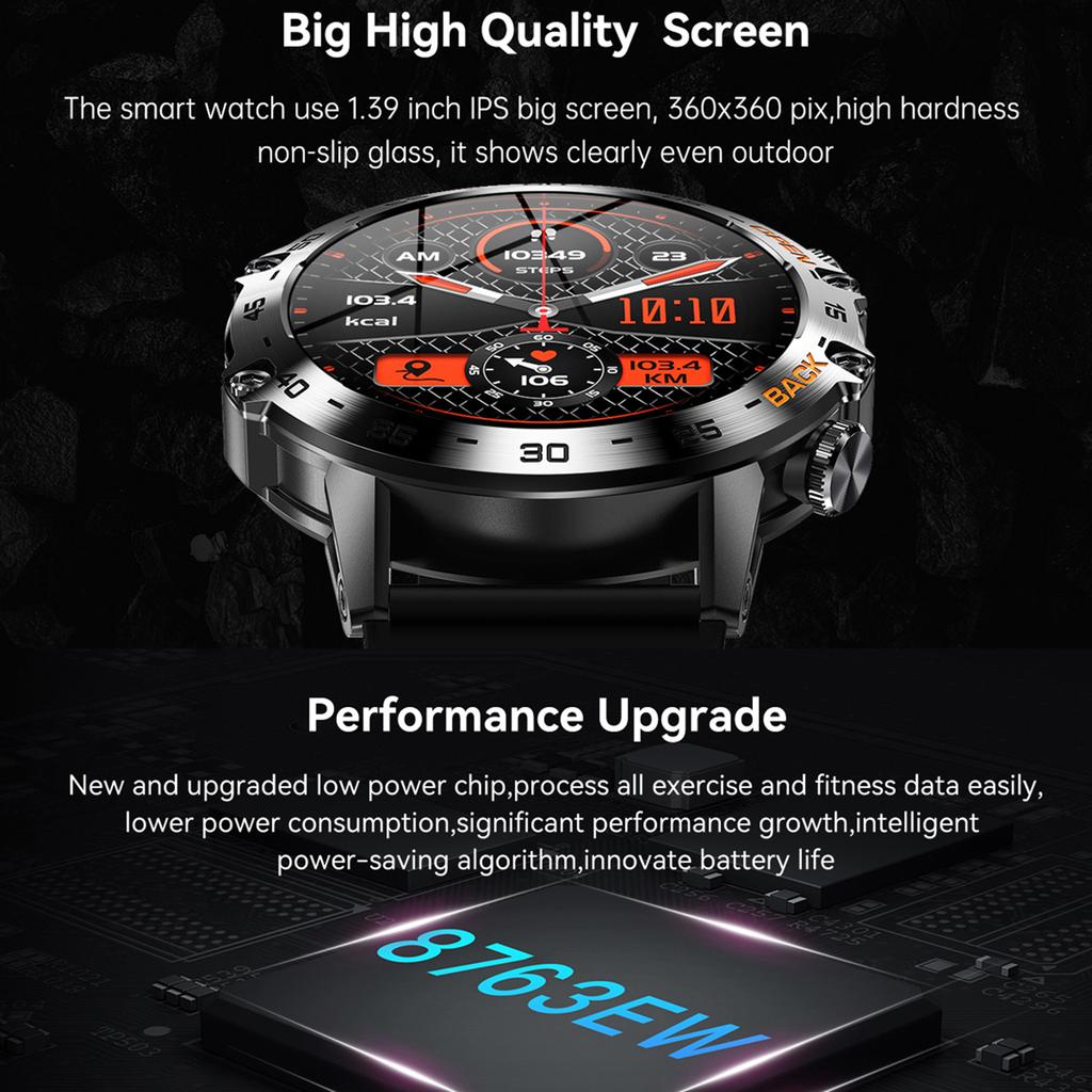 K52 Smart Bracelet Sports Watch 1.39 Inch IPS FullTouch Screen Fitness Tracker IP67 Waterproof BT Call Sleep Heart Rate