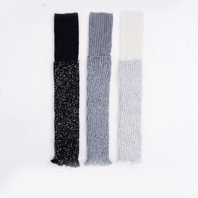 Scaldamuscoli a Maglia Costinata Copri Gamba Ornato con Paillettes Scintillanti Calze Lunghe Elasticizzate per Stivali per Esibizioni e Streetwear