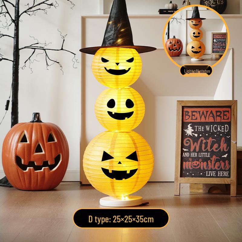 Light-Up Halloween Pumpkin Lantern Ornaments for Bar and Storefront Decor