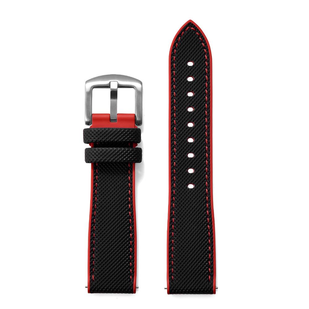 STAPELP Hybrid FKM Sailcloth Nylon Watch Strap 18mm 20mm 22mm 24mm Fluoro Rubber Leather Watchband For Each Brand Diving Watches