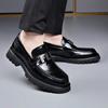 FashionFashion Large Size Thick Sole Male Loafers Designer New Retro Metal Decoration Men's Dress Shoes Casual Leather Man Shoes